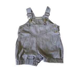 Baby Girl Clothes Vintage Gymboree Newborn Blue Striped Shortalls Snap Crotch
